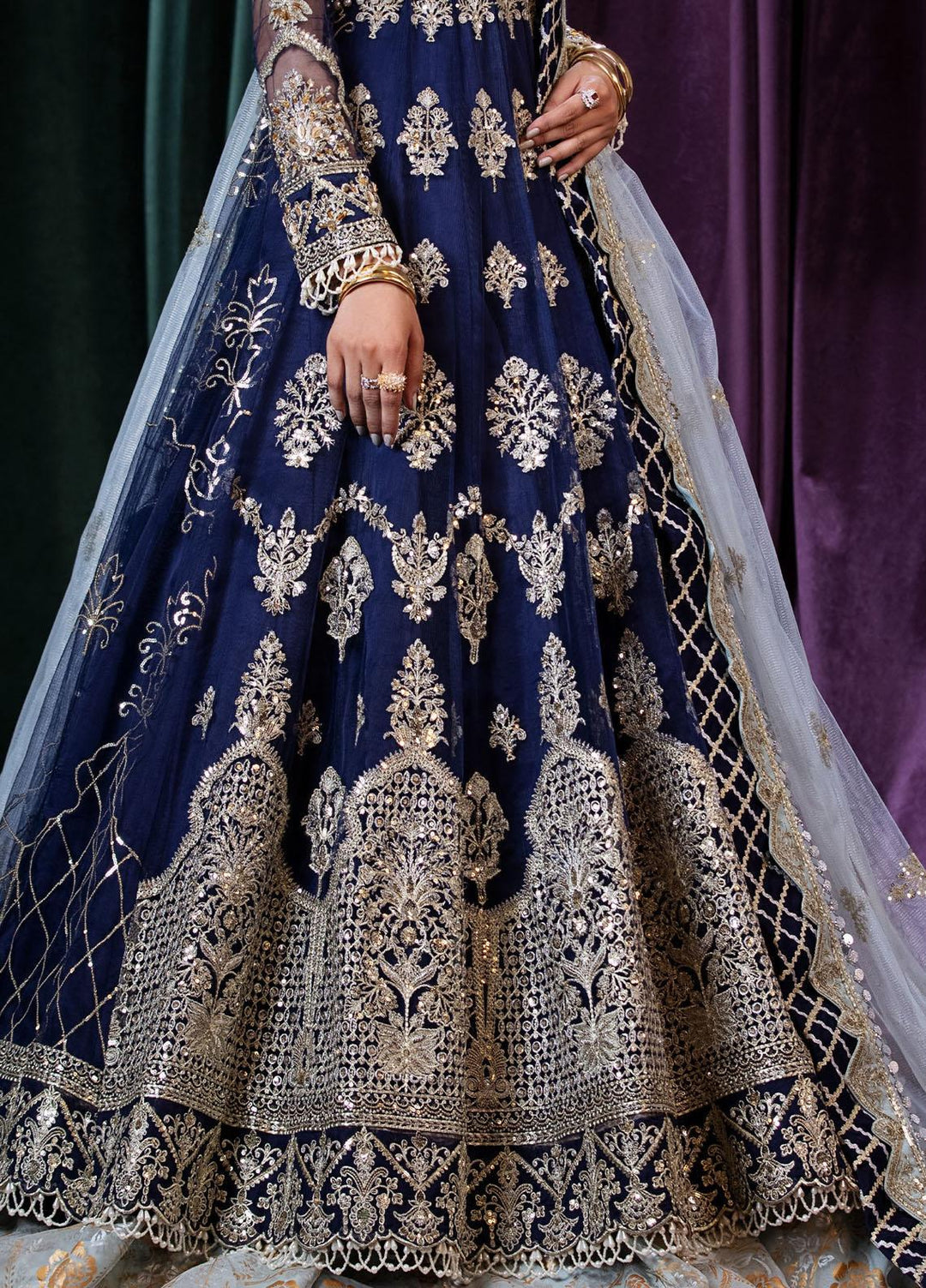 Mijwan By Maryum N Maria Embroidered Net Suits Unstitched 3 Piece MNM23MJ MFM0044 Amy - Festive Collection