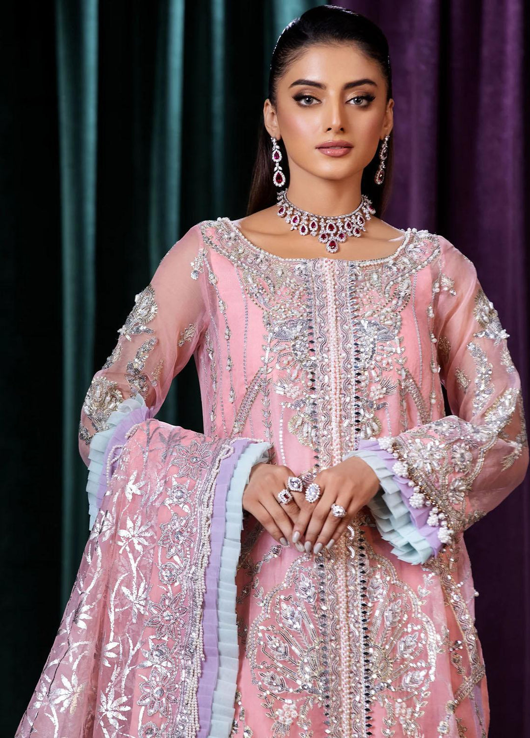 Mijwan By Maryum N Maria Embroidered Organza Suits Unstitched 3 Piece MNM23MJ MFG0030 Claire - Festive Collection
