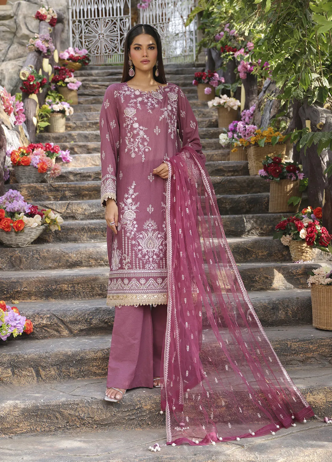 Mina by Salitex Embroidered Cambric Suits Unstitched 3 Piece SUNW24MI074UT - Fall Collection