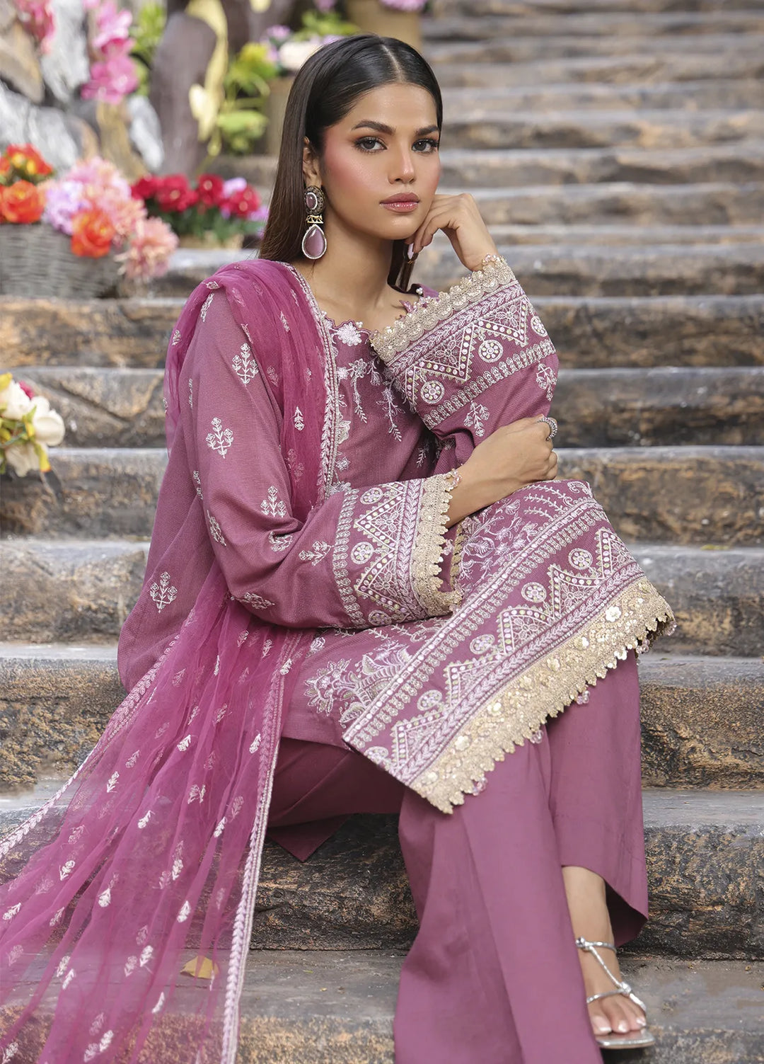 Mina by Salitex Embroidered Cambric Suits Unstitched 3 Piece SUNW24MI074UT - Fall Collection