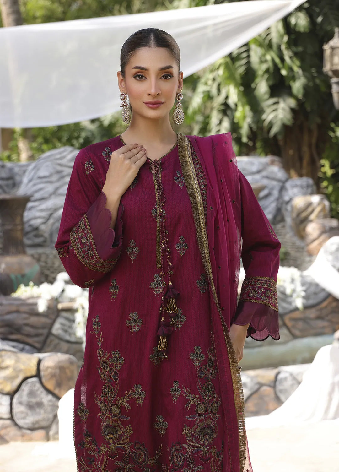Mina by Salitex Embroidered Cambric Suits Unstitched 3 Piece SUNW24MI081UT - Fall Collection