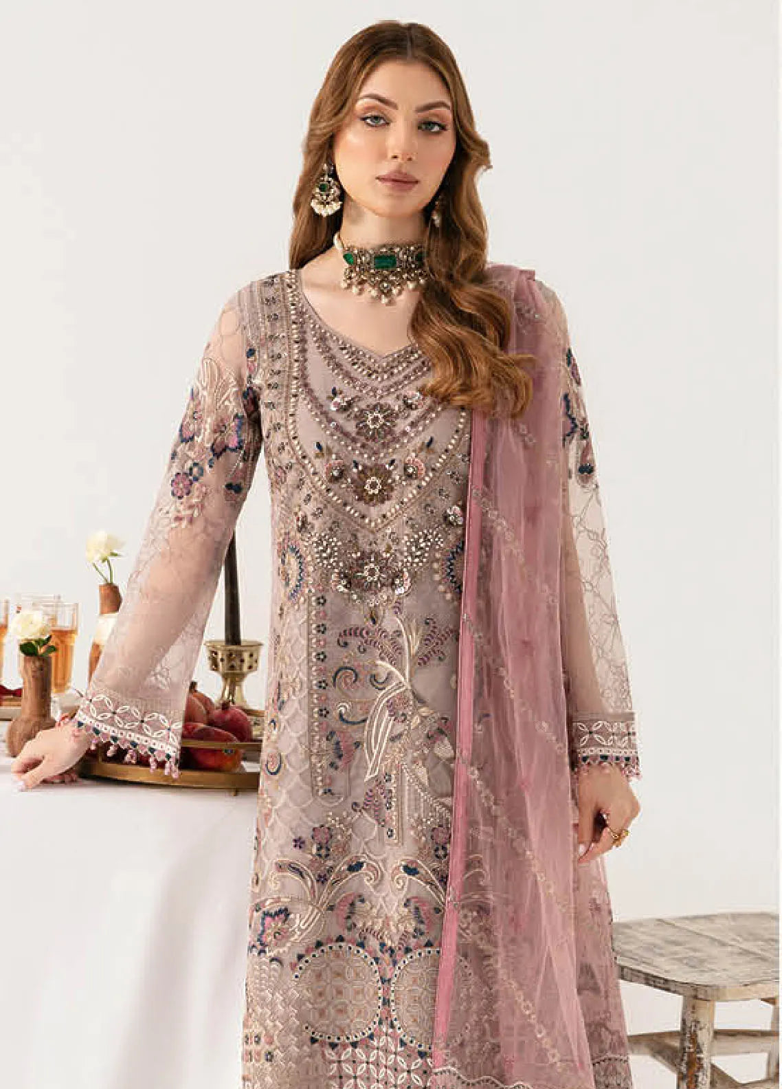 Minhal By Ramsha Embroidered Organza Suits Unstitched 3 Piece RSH24M M ...