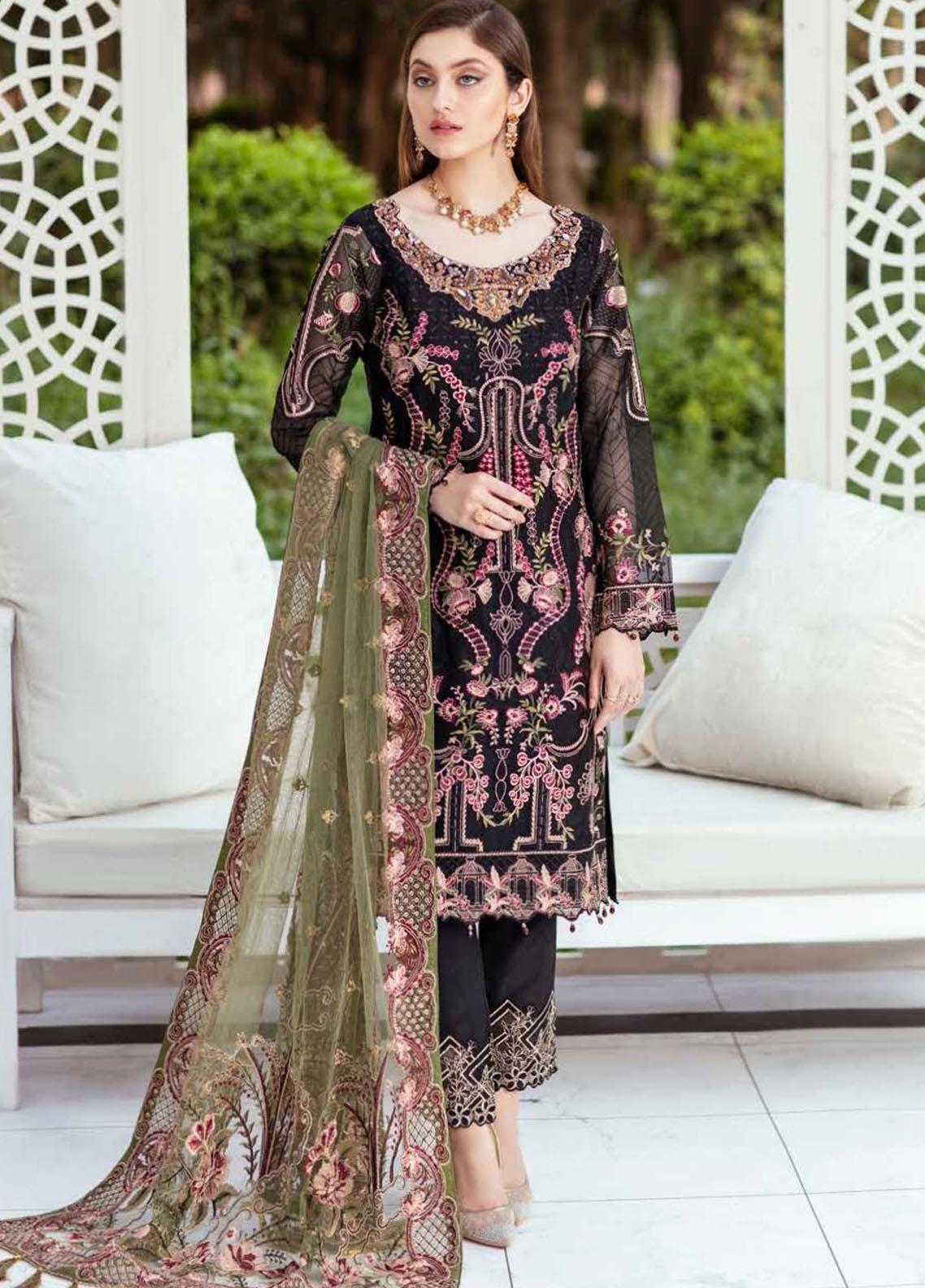 Minhal by Ramsha Embroidered Organza Suits Unstitched 3 Piece RSH21M-4 ...
