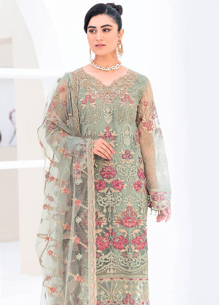 Minhal by Ramsha Embroidered Net Suits Unstitched 3 Piece RSH23-M8 M-802 - Luxury Collection