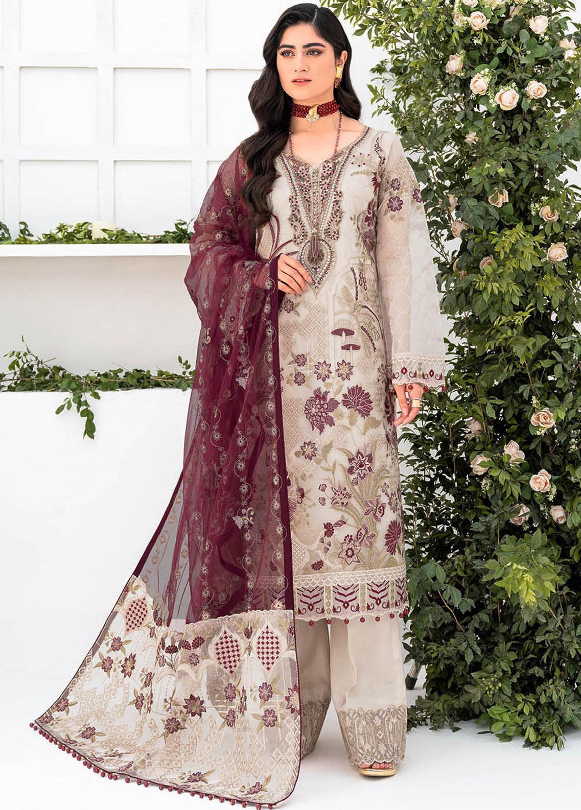 Minhal by Ramsha Embroidered Organza Suits Unstitched 3 Piece RSH23-M8 ...