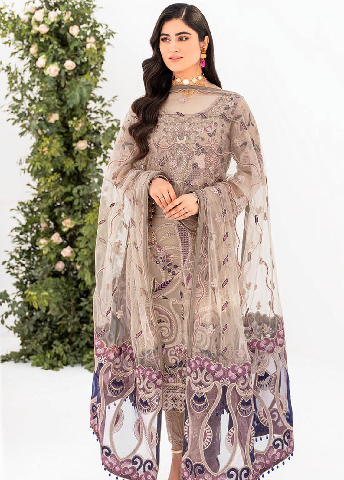 Minhal by Ramsha Embroidered Organza Suits Unstitched 3 Piece RSH23-M8 ...