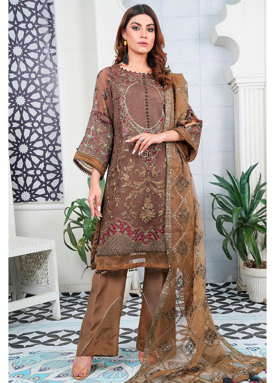 Minsa by Maleena Embroidered Khaadi Net Suits Unstitched 3 Piece MLN22MN Ashley - Luxury Collection