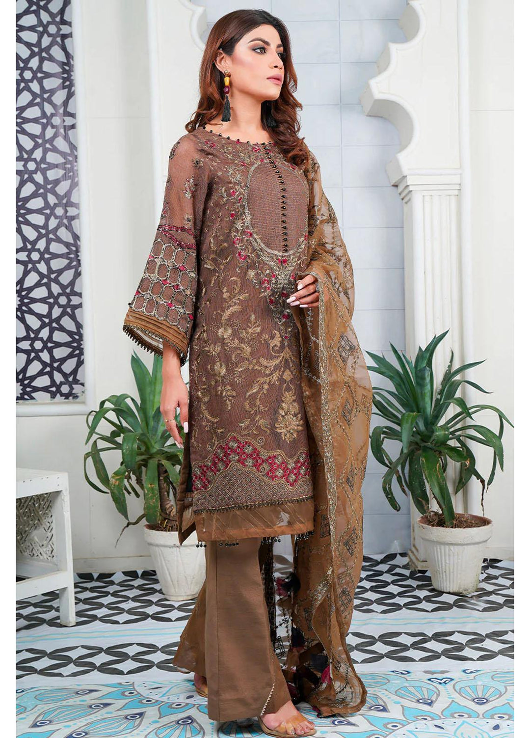 Minsa by Maleena Embroidered Khaadi Net Suits Unstitched 3 Piece MLN22MN Ashley - Luxury Collection