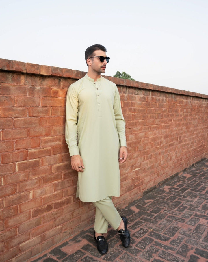 Muraqsh Ready To Wear Solids Cotton Men Mint Kurta Trouser/Shalwar MUR-P-KS - Summer Collection