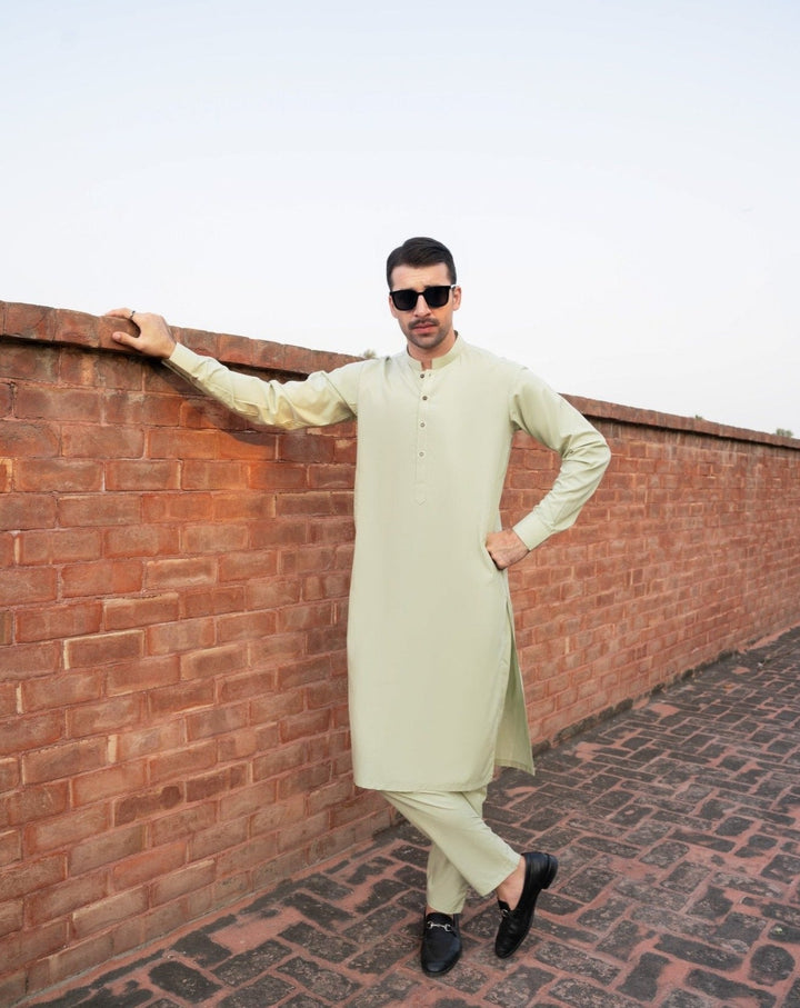 Muraqsh Ready To Wear Solids Cotton Men Mint Kurta Trouser/Shalwar MUR-P-KS - Summer Collection