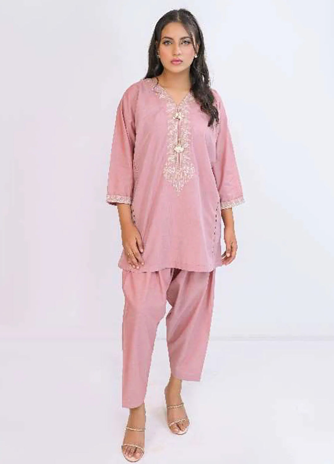 Miorah by Ayla Pret Embroidered Chambrey 2 Piece Suit Seher