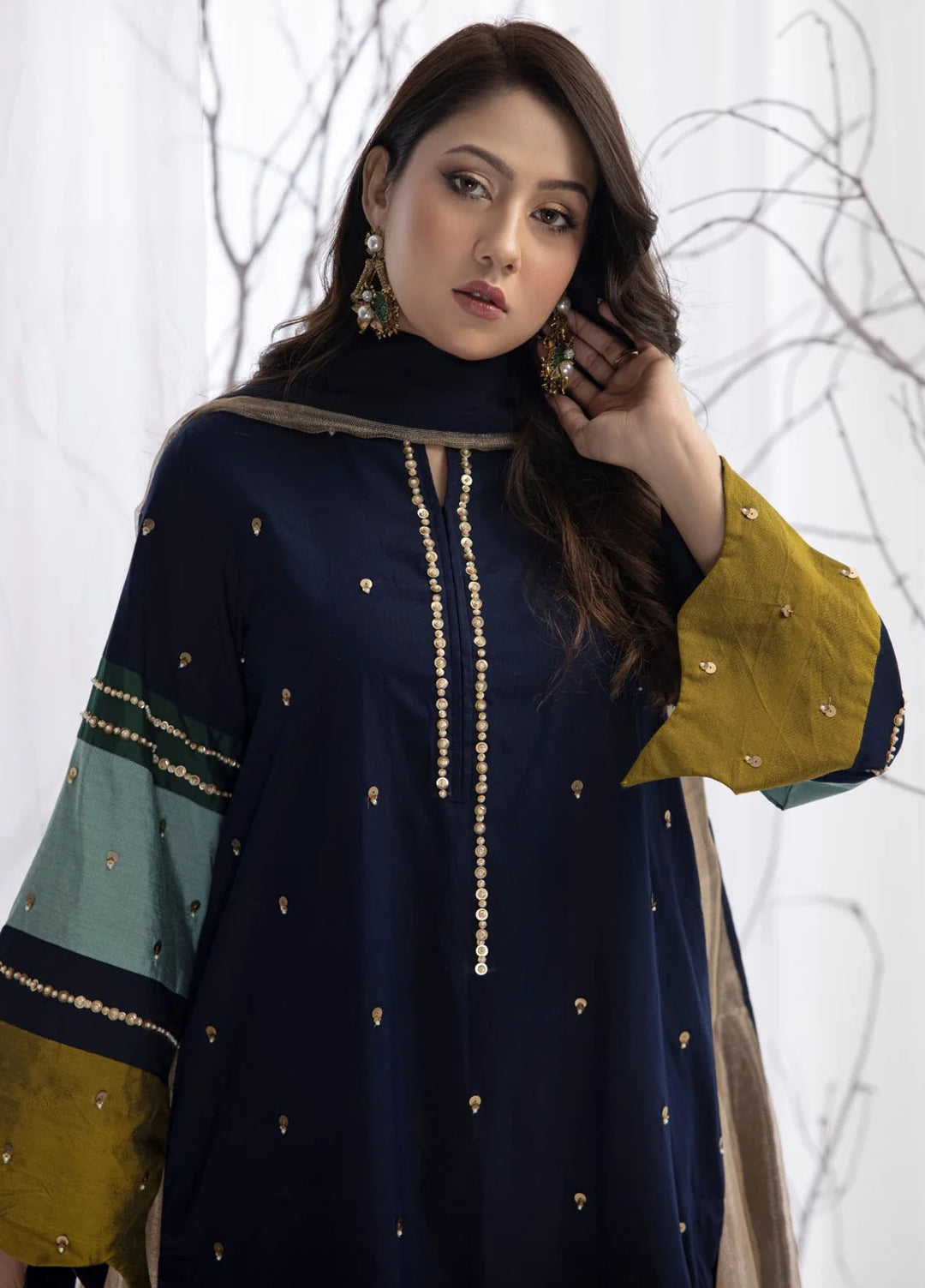 Miras Pret Embroidered Katan silk 3 Piece Husna