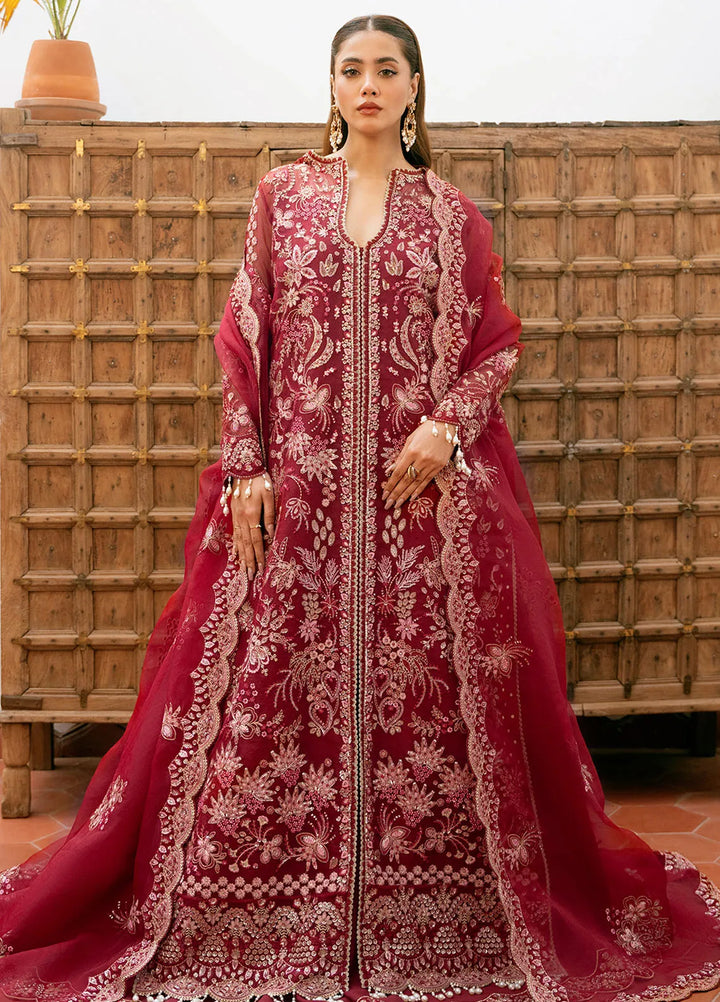 Mireya by Declare Embroidered Organza Suits Unstitched 3 Piece DC24ML CRIMSON LFU-0018 - Luxury Collection