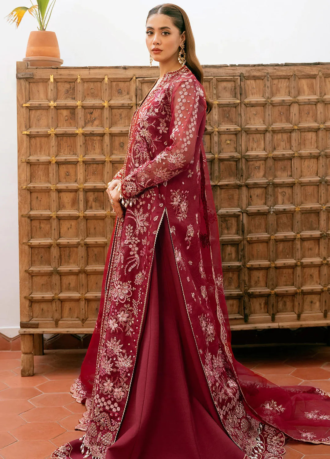 Mireya by Declare Embroidered Organza Suits Unstitched 3 Piece DC24ML CRIMSON LFU-0018 - Luxury Collection