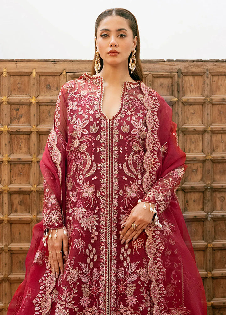 Mireya by Declare Embroidered Organza Suits Unstitched 3 Piece DC24ML CRIMSON LFU-0018 - Luxury Collection