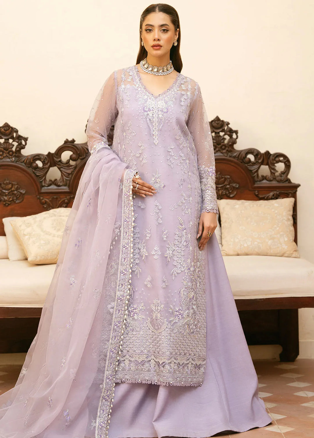 Mireya by Declare Embroidered Organza Suits Unstitched 3 Piece DC24ML Freesia LFU-0019 - Luxury Collection