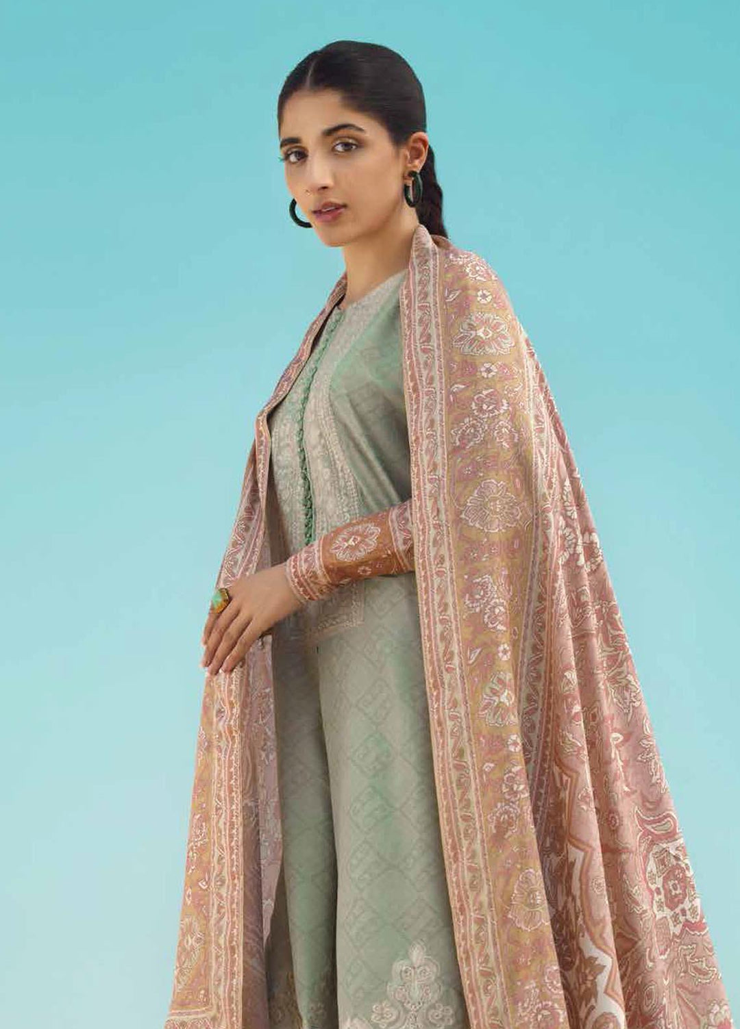 Mizaj By Tena Durrani Embroidered Lawn Suits Unstitched 3 Piece TD21M-2 14 Tapioca - Summer Collection