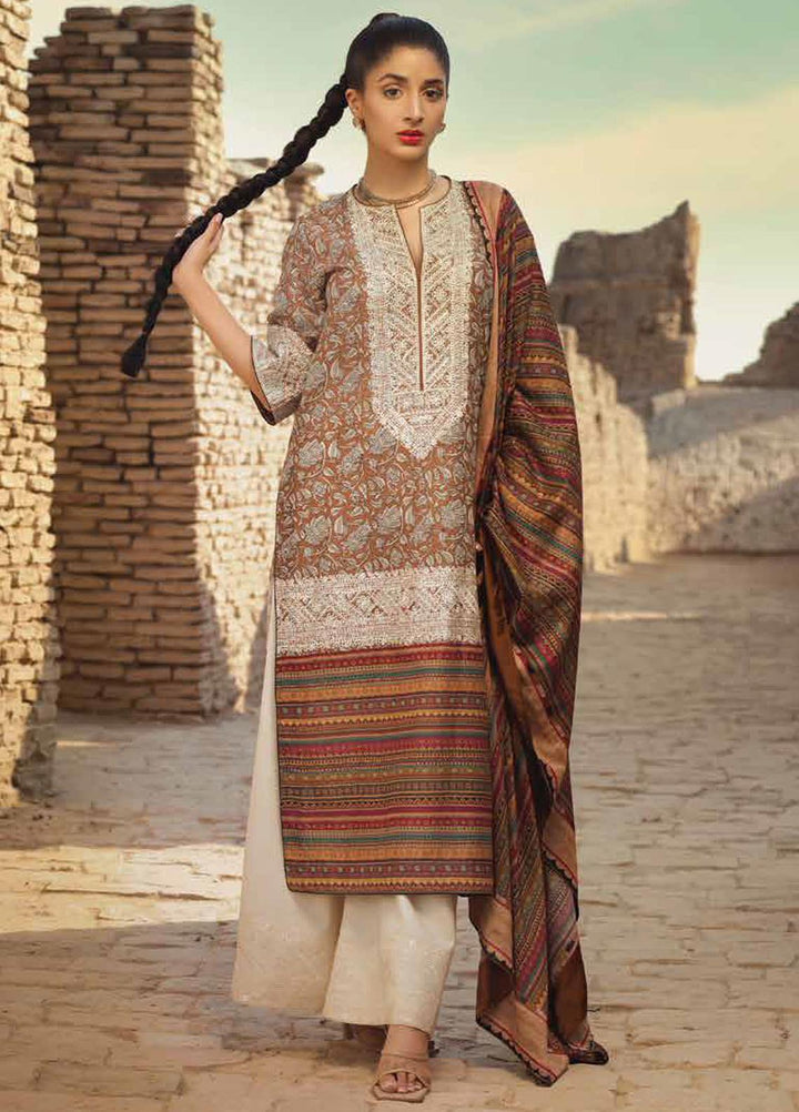 Mizaj By Tena Durrani Embroidered Lawn Suits Unstitched 3 Piece TD21M-2 16 Travertine - Summer Collection