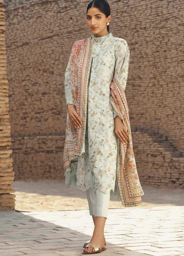 Mizaj By Tena Durrani Embroidered Lawn Suits Unstitched 3 Piece TD21M-2 18 Gardenia - Summer Collection