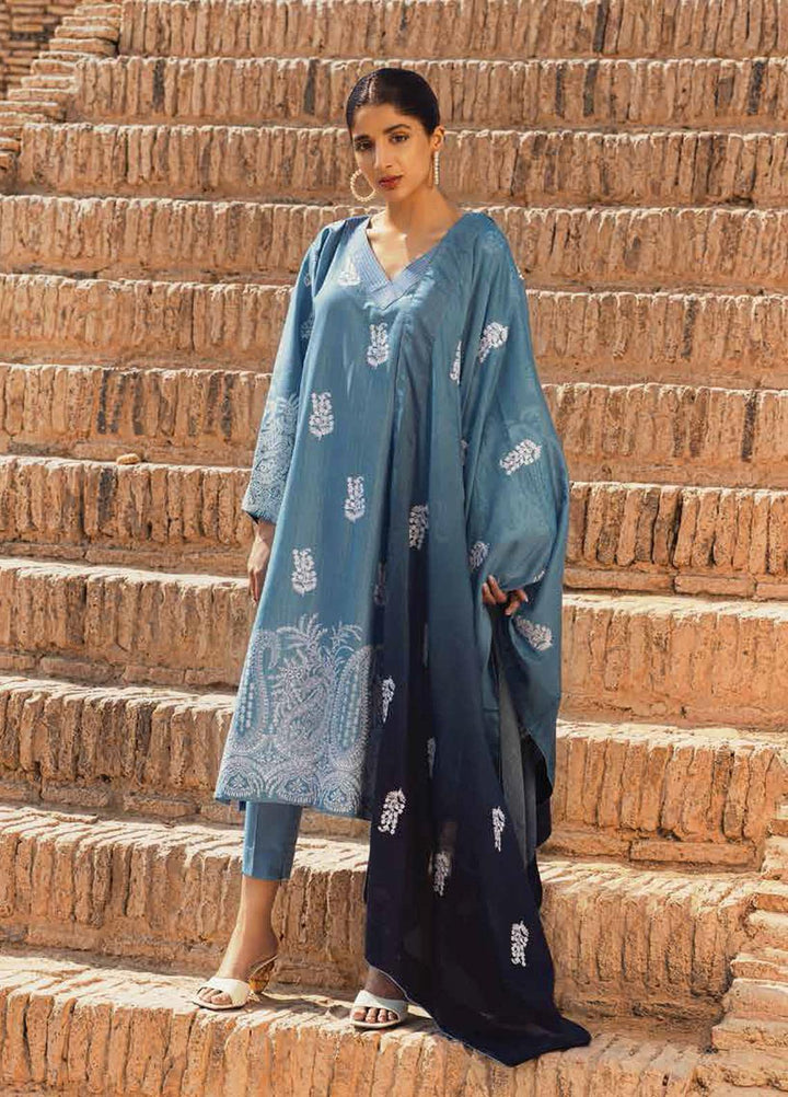 Mizaj By Tena Durrani Embroidered Dobby Suits Unstitched 3 Piece TD21M-2 22 Aegean - Summer Collection