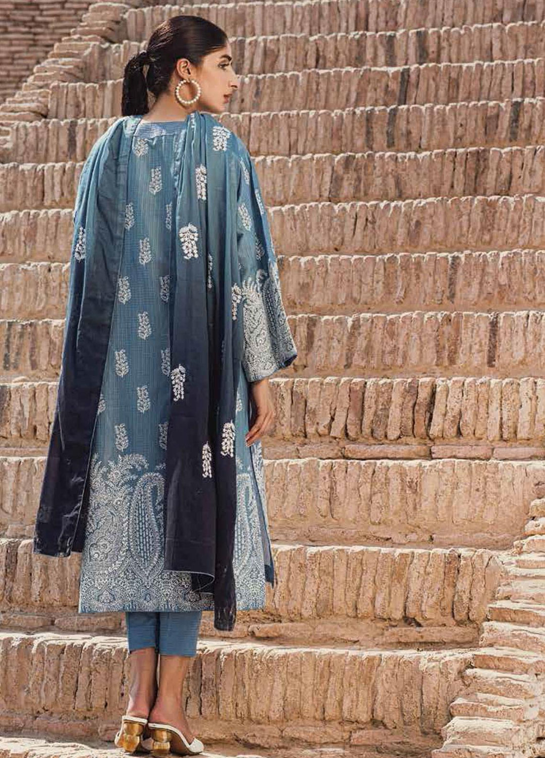 Mizaj By Tena Durrani Embroidered Dobby Suits Unstitched 3 Piece TD21M-2 22 Aegean - Summer Collection