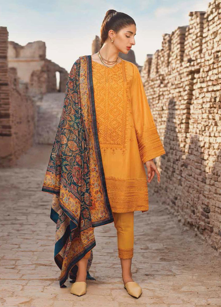 Mizaj By Tena Durrani Embroidered Dobby Suits Unstitched 3 Piece TD21M-2 23 Citron - Summer Collection