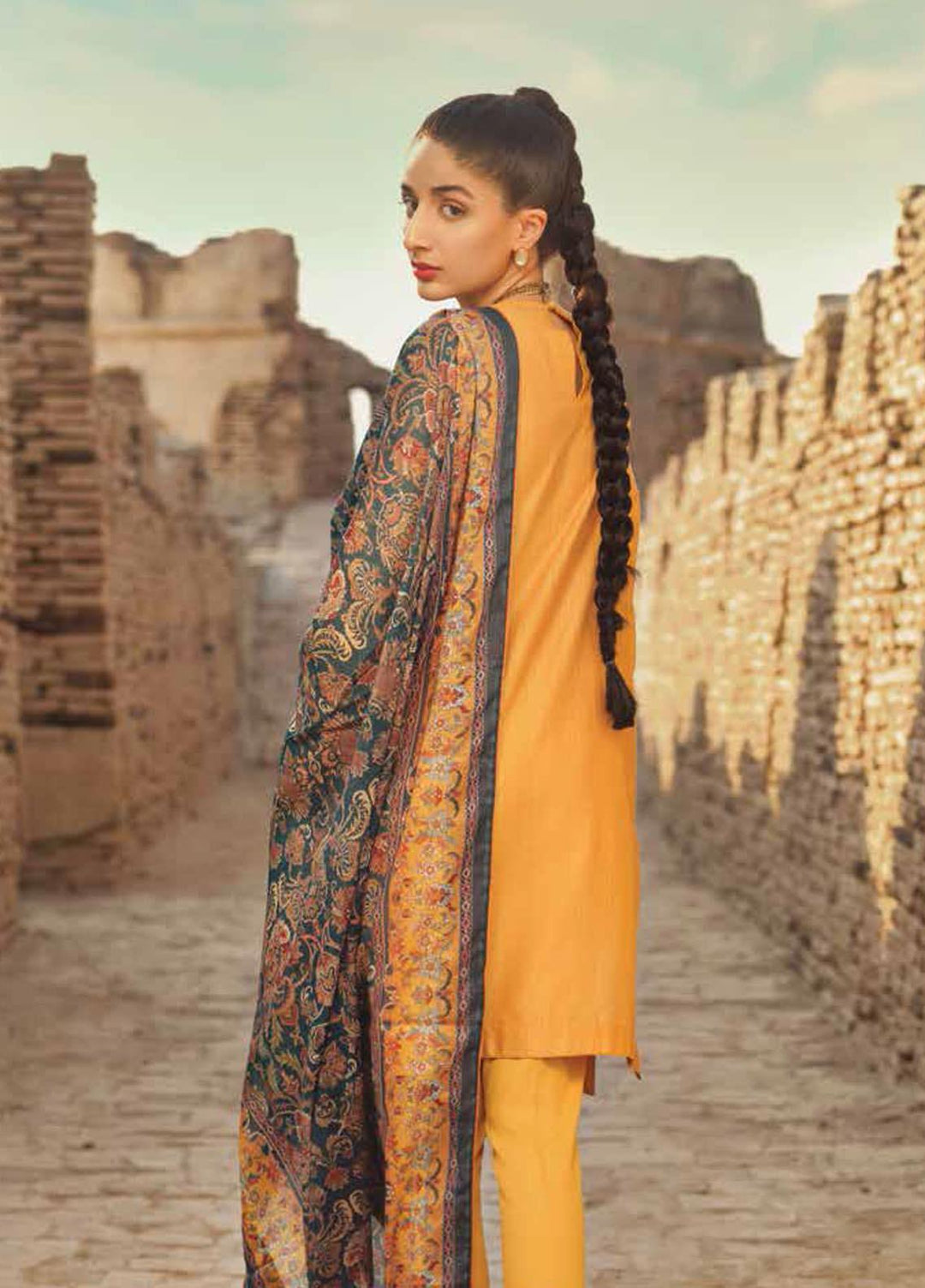 Mizaj By Tena Durrani Embroidered Dobby Suits Unstitched 3 Piece TD21M-2 23 Citron - Summer Collection