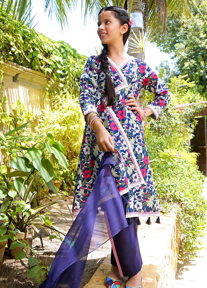 Modest Lawn Fancy Girls 3 Piece -  MD21K 2905 Navy Blue