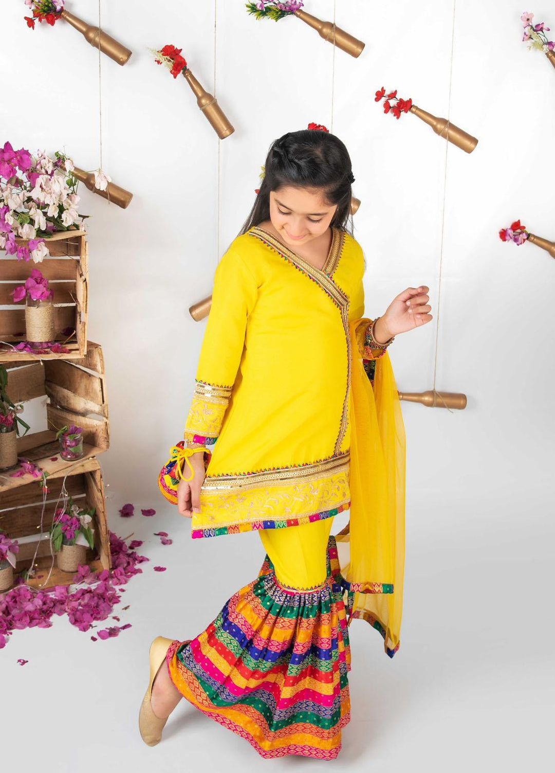 Modest  Fancy 3 Piece Suit for Girls -  MD21F 4615 Yellow