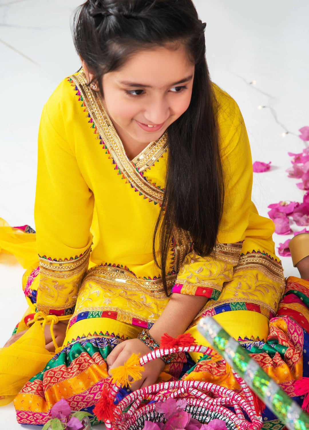 Modest  Fancy 3 Piece Suit for Girls -  MD21F 4615 Yellow