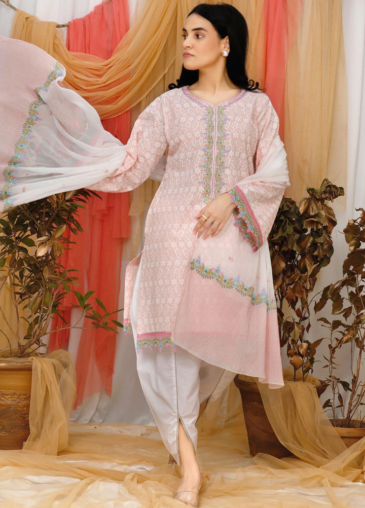 Modest Casual Pret  Lawn 3 Piece Suit W114-Pink