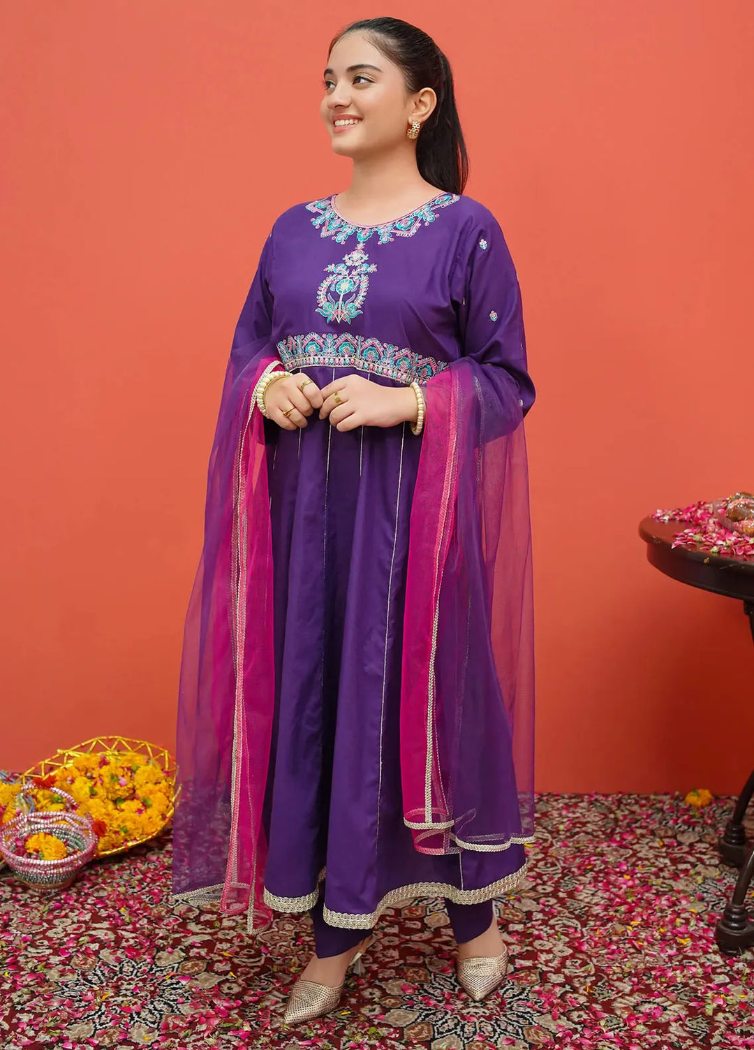 Modest Pret Embroidered Cambric 3 Piece Suit 8185