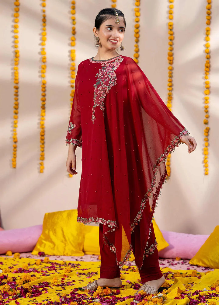 Modest Pret Embroidered Chiffon 3 Piece Suit Mushq