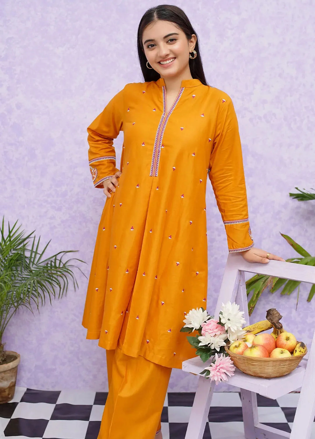 Modest Pret Embroidered Cotton 2 Piece Suit 8465