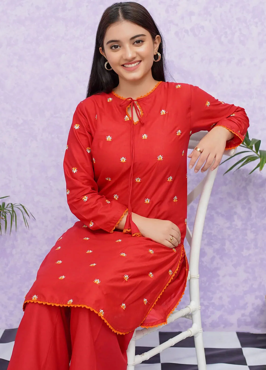 Modest Pret Embroidered Cotton 2 Piece Suit 8475