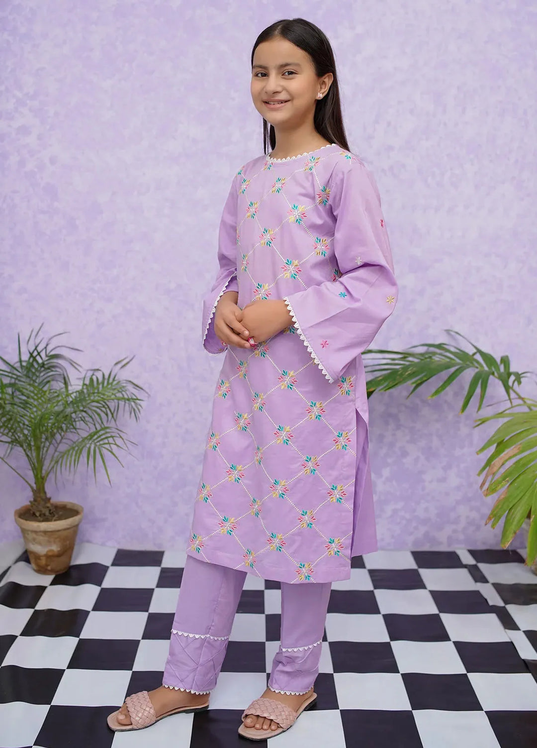 Modest Pret Embroidered Cotton 2 Piece Suit 8535