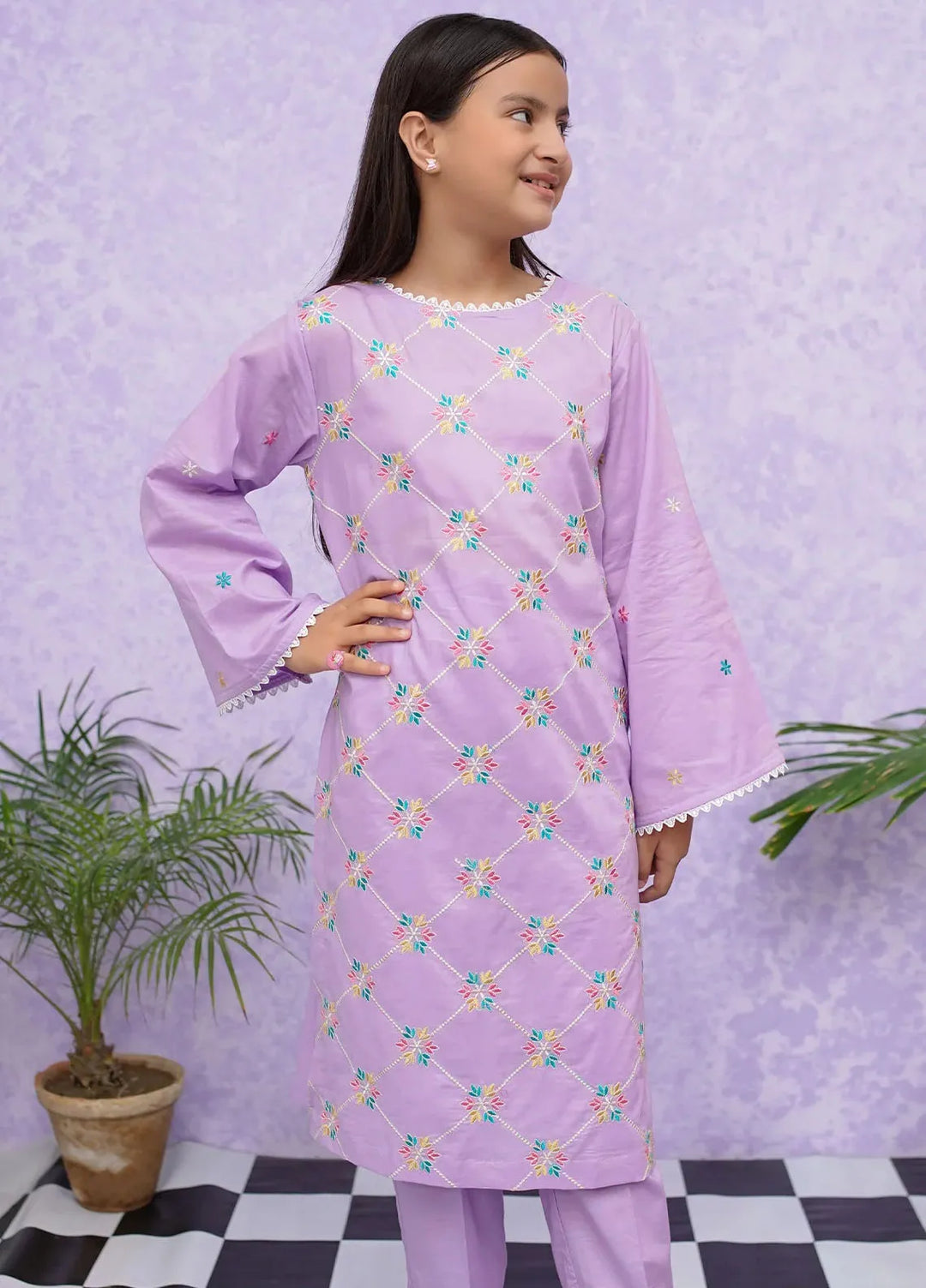 Modest Pret Embroidered Cotton 2 Piece Suit 8535