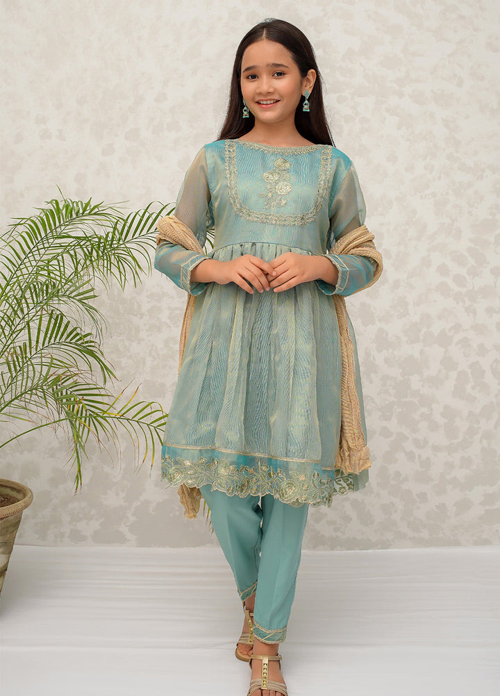 Modest Pret Girls Maysuri 3 Piece Suit Green Frock 9025