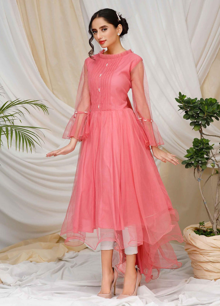 Modest Pret  Net Frock Pink Love W96-Pink