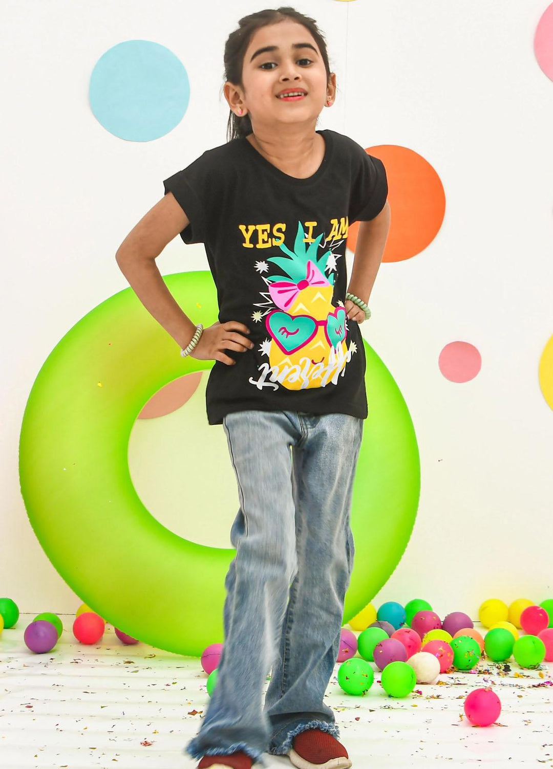 Modest  Fancy T-Shirt for Girls -  GSC2303-Black