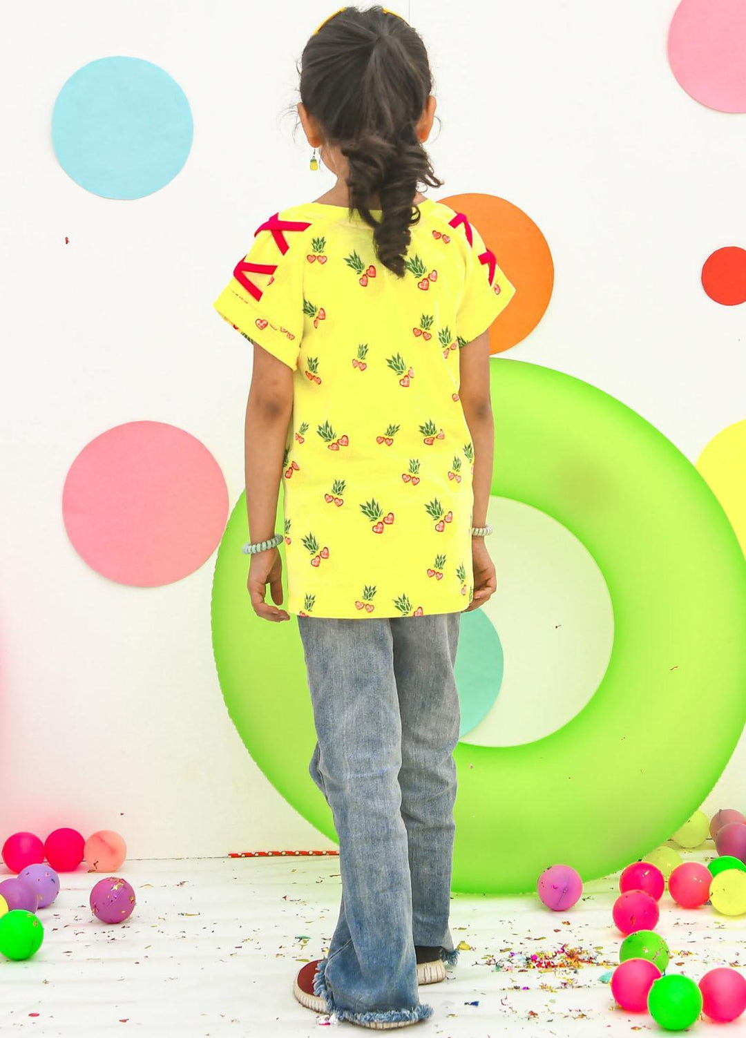 Modest  Fancy T-Shirt for Girls -  GSC2305-Yellow