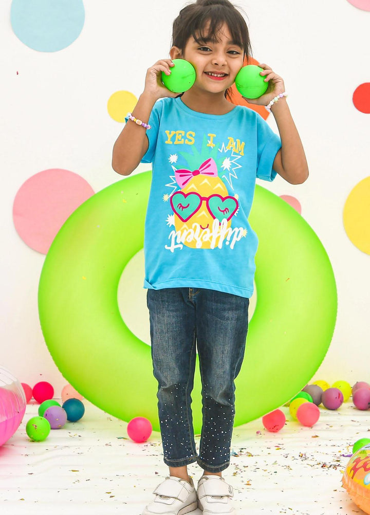 Modest  Fancy T-Shirt for Girls -  GSC2303-Blue