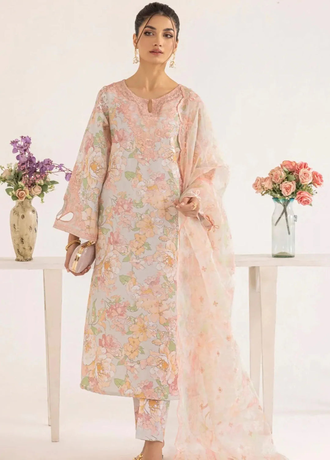 Mohagni Embroidered Lawn Suit Unstitched 3 Piece MG24T PLS-129 - Summer Collection