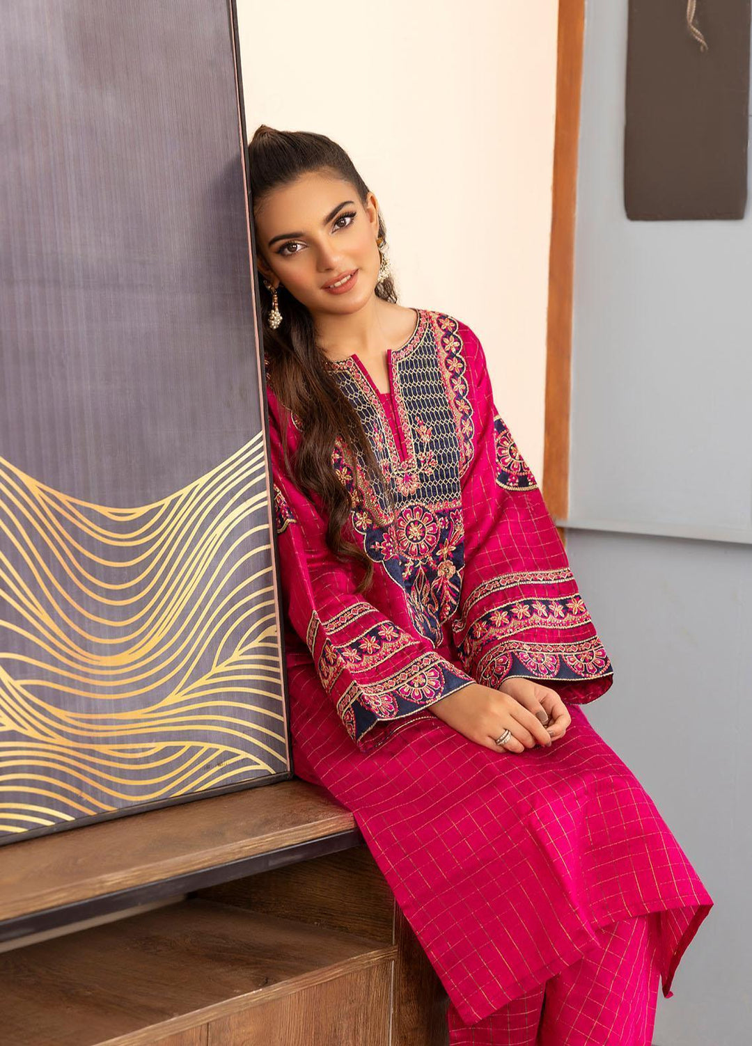Mohagni Pret Embroidered Cotton Silk 2 Piece Suit CSP-11