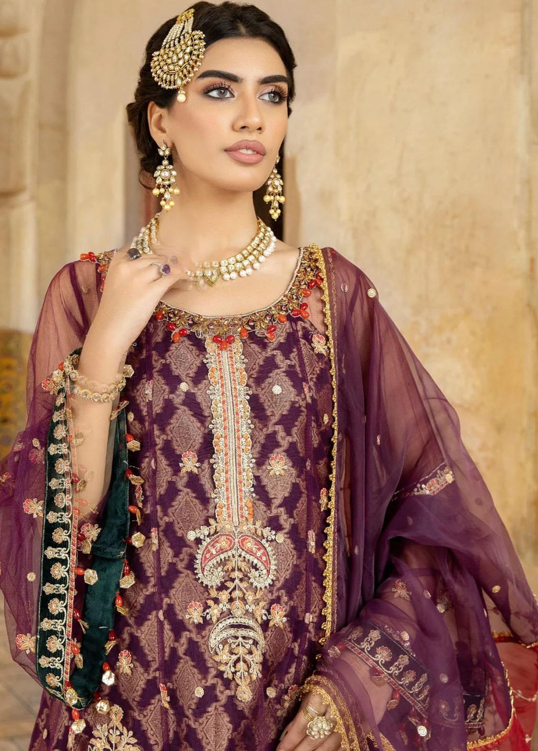Mohagni Pret Embroidered Net 4 Piece Suit MGM-03