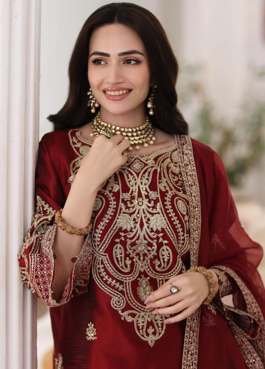 Mohagni Pret Embroidered Raw Silk 3 Piece Suit MGS-08 ANARKALI
