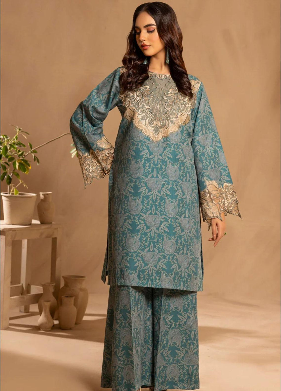 Mohagni Embroidered Slub Suits Unstitched 2 Piece BLS-13 - Winter Collection