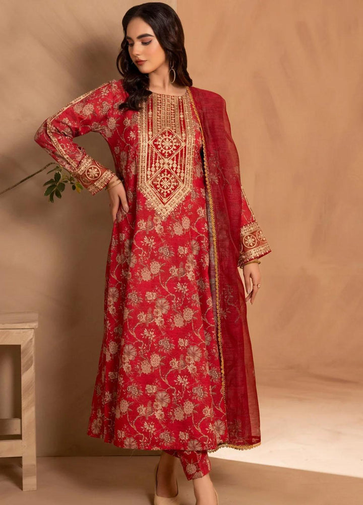 Mohagni Embroidered Slub Suits Unstitched 3 Piece BLS-18 - Winter Collection