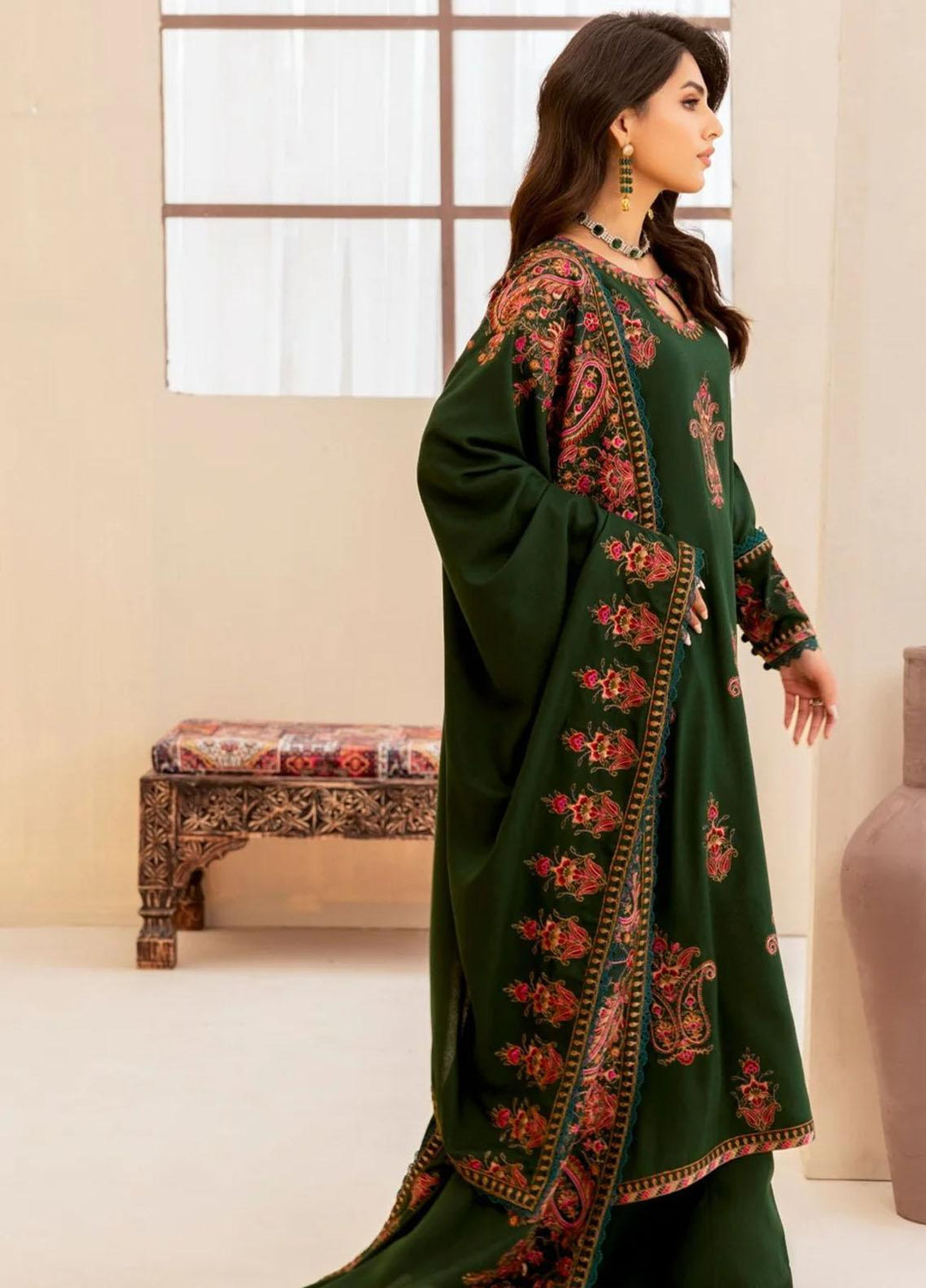 Mohagni Embroidered Dhanak Suits Unstitched 3 Piece MWS-04 - Winter Collection