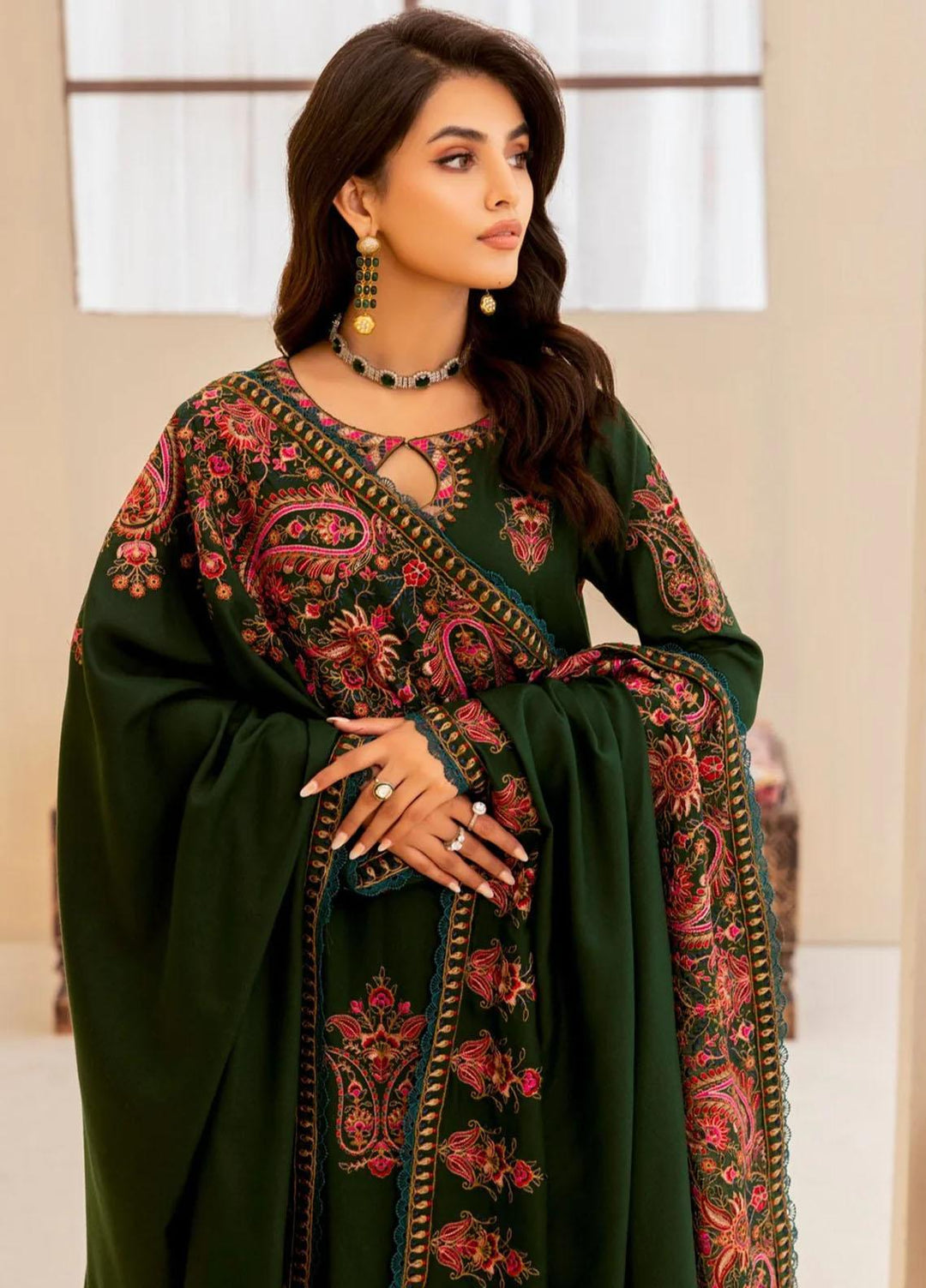 Mohagni Embroidered Dhanak Suits Unstitched 3 Piece MWS-04 - Winter Collection